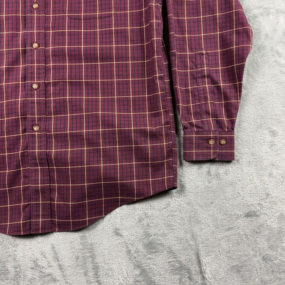 Brooks Brothers 346 Dress Shirt Men Medium Maroon Plaid Check Button-Down Preppy - Picture 3 of 12